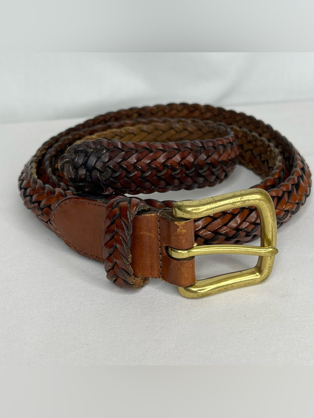 Coach Braided Leather Men’s Belt in Brown with Brass Buckle. 40"